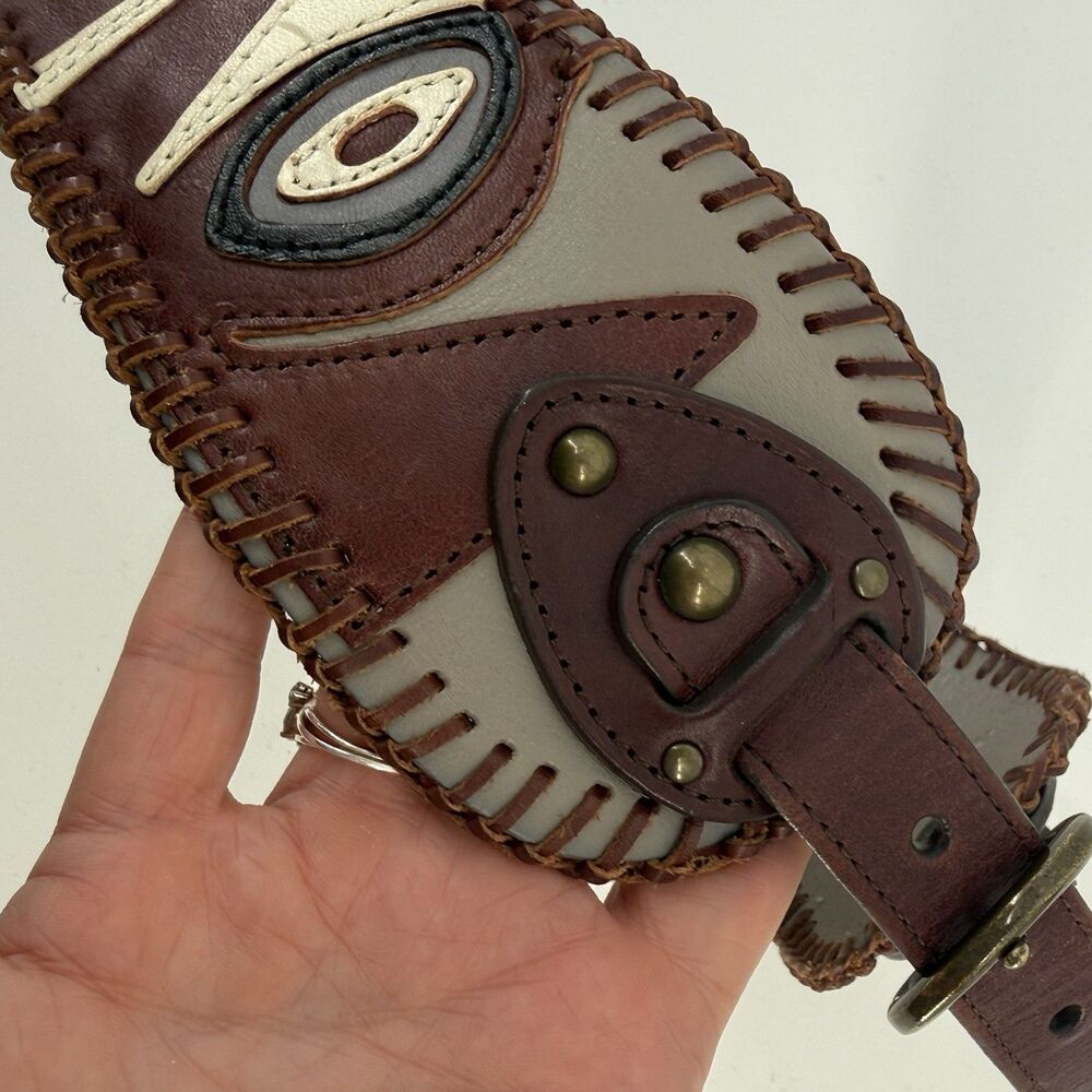 3.5" Wide Waist Leather Statement Belt Boho bohemian western equestrian multi 29